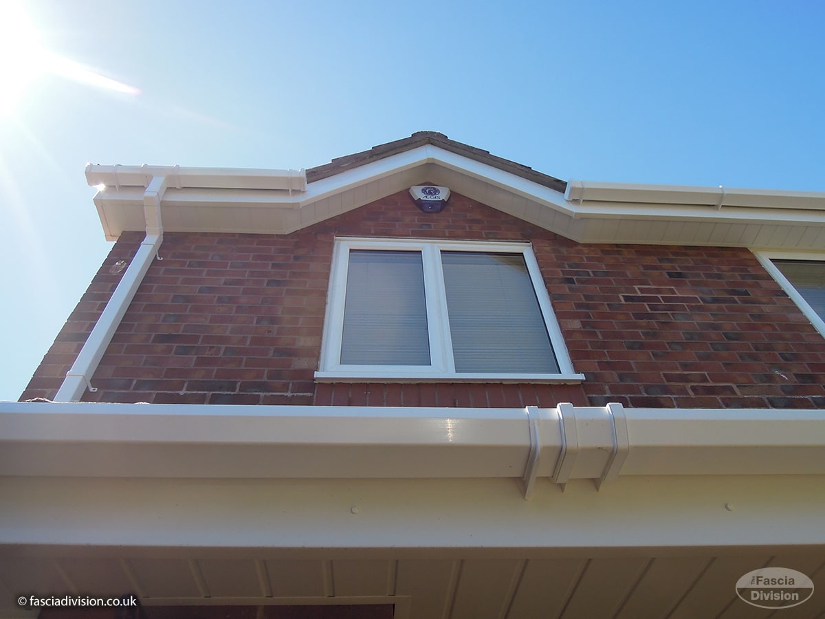 White uPVC fascias, soffits and guttering on a UK house